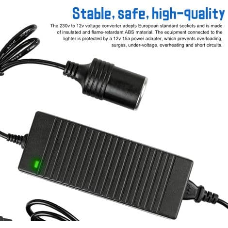 180W 15A AC til DC Adapter Omformer, 220V til 12V Sigarettenneradapter, Strømadapter, Transformator Omformeradaptere for Kjøleboks, Bil Støvsuger