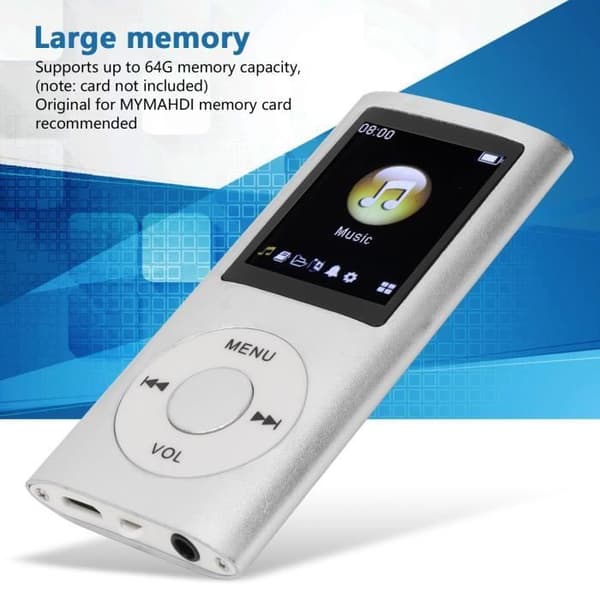 MP3 Musikafspiller - QIILU - Sølv - 64GB - Tabfri Lydkvalitet - Bærbar