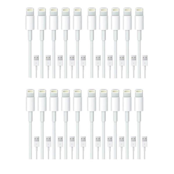 20-pack Lightning Laddare iPhone 12/11/Max/XS/X/8/7/6/SE Vit