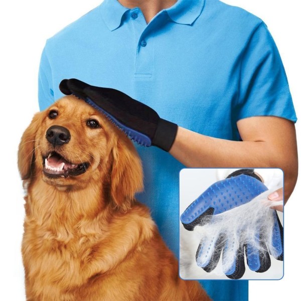 Børstehandske - Pelshandske til kæledyr - Kat og hund Blue