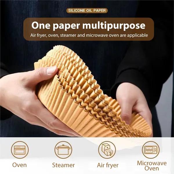 100-pak luftfriturepapir engangsforme af pergamentpapir