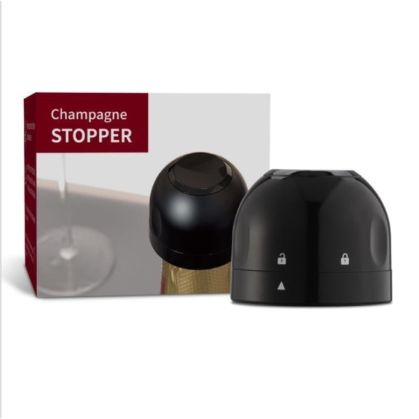 2 stk Champagne / Vinprop - Vakuumforsegling - Stopper Sort Black