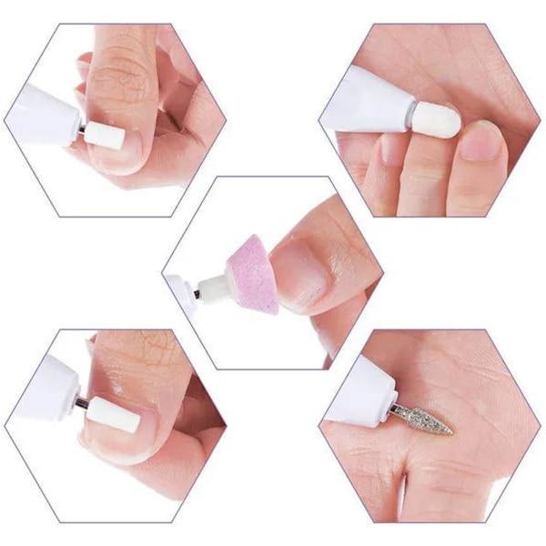 2-pack Elektrisk nagelfil - elfil - 5 bitsar ingår Vit