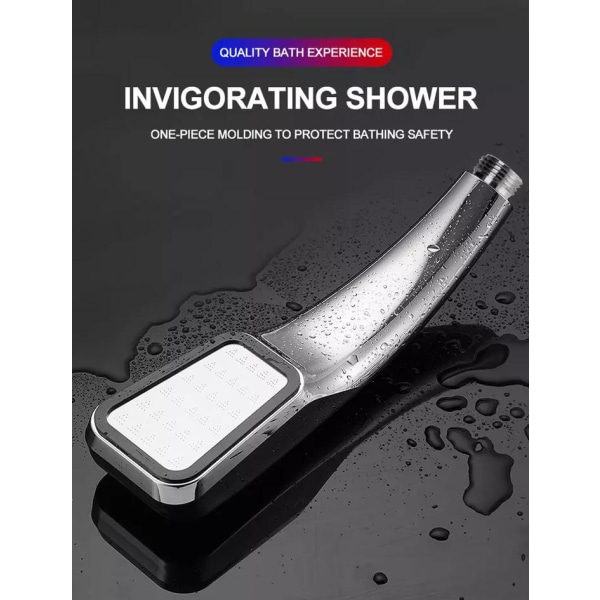 Vattenbesparande duschmunstycke med högtryck Silver