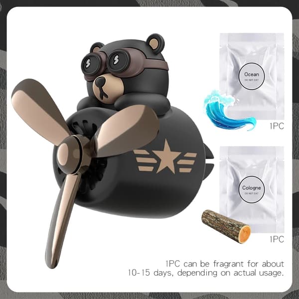 Roterende flyvemaskine pilot bjørn bil luftfriskere tilbehør interiør dekorationer blæser ventil clips parfume duft diffuser aroma