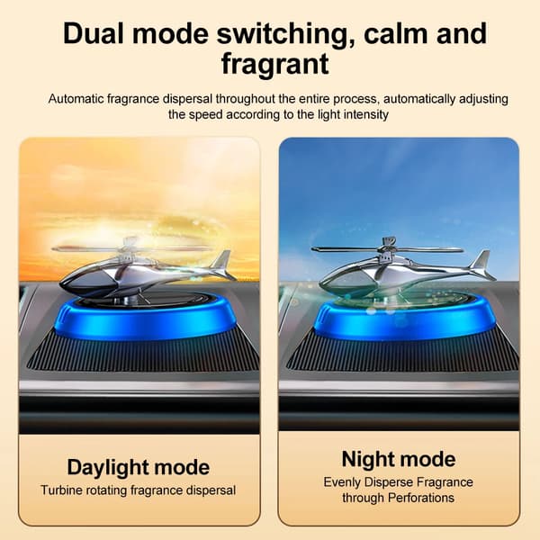 Solar Duft Bil Luftfrisker Helikopter Solcelledrevet Roterende Propell Aroma Diffuser Auto Interiør Dekor Aromaterapi