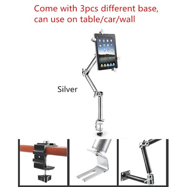 Tablet Holder Skrivebordsmontering Multifunktionelt Aluminium Stativ Arm Holder Justerbar Vægmontering til Seng til iPad Air Mini 7-~06961