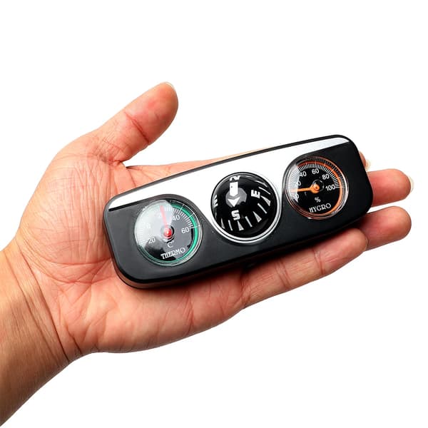 Bilpynt Dekoration 3 i 1 Guide Kugle Til Auto Båd Køretøjer Kompas Termometer Hygrometer Interiør Tilbehør