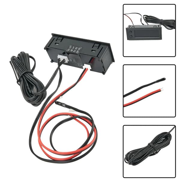 3-i-1 Bil Termometer Voltmeter Ur LED Digital Voltmeter Panel Meter 12V Bil Elektromobil Motorcykel Interiørdele