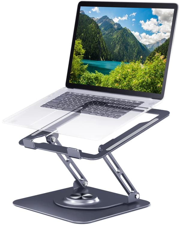 Laptopställ 360° Roterande Bas Aluminiumlegering Vikbart Notebook-ställ Lyftbart Portabelt Kylningsfäste Stöd Stativ~05919