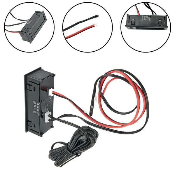 3-i-1 Bil Termometer Voltmeter Ur LED Digital Voltmeter Panel Meter 12V Bil Elektromobil Motorcykel Interiørdele