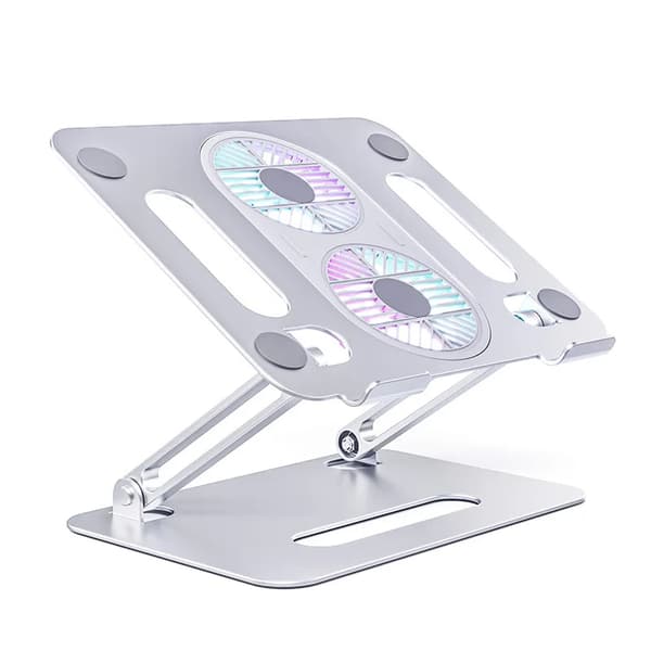 Foldbart Laptopstativ med Køleventilator Varmeafledning Aluminium til MacBook Air Pro Skrivebord Notebook Kølerstativ~03384