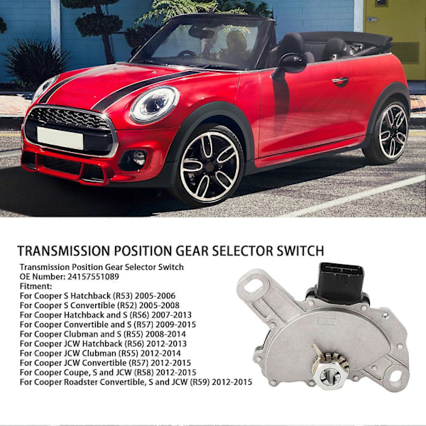 Girkasseposisjonssensorbryter 24157551089 Stabil og solid girkassevelgerposisjonsbryter for Cooper S Hatchback YEMAA