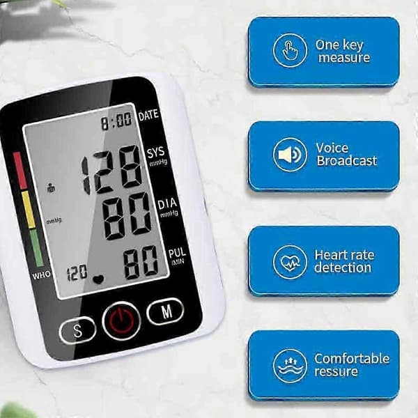 Talande digital automatisk handledsblodtrycksmätare med stor LCD-skärm -YT4