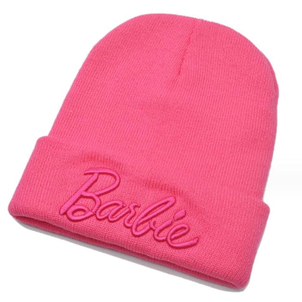 Barbie Broderte Beanie-lue For Jenter Vinter Varmt Strikket Lue Pres Watermelon Red