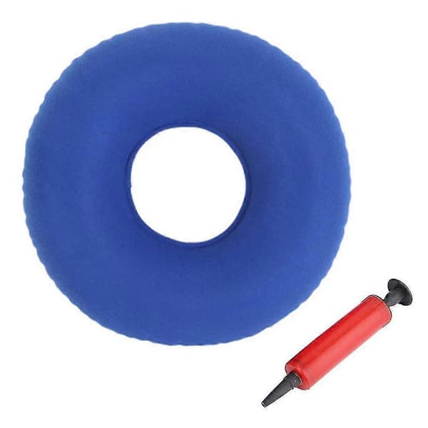 Marinblå uppblåsbar munkkudde / munkkudde med pump och resväska - svankstöd