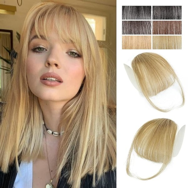 Bangs Clip In Bangs 100% Human Hair Extensions Wispy Bangs French Bangs Bangs With Temple Hair Pieces For Women Clip On Air Bangs Curved Bangs F SQBB