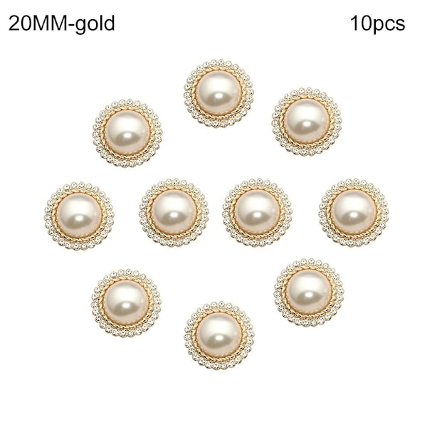 10 stk Perle Klærknapper Skjorteknapper GULL 20MM 10 STK 10 STK gull gold 20MM10pcs-10pcs