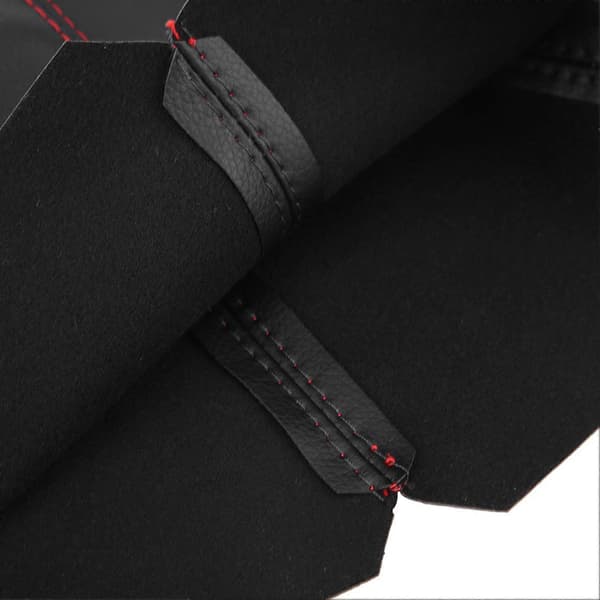 Universal Light Black PU Leather Gear Shift Knob Cover with Red Stitching, Gear Shift Knob Gaiter