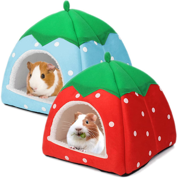 Manure Grisgömställe 2-pack Manure Gris Säng Hus Bur Tillbehör Mysigt Gömställe för Igelkottar Illrar Chinchillor & Andra Små Djur Red+Blue