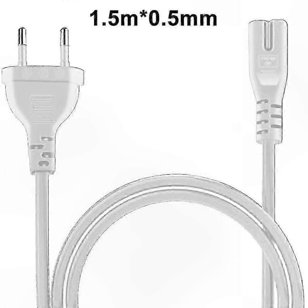 To-leder AC strømkabeladapterkabel til printere, kameraer, neglelamper, bordlamper og mere