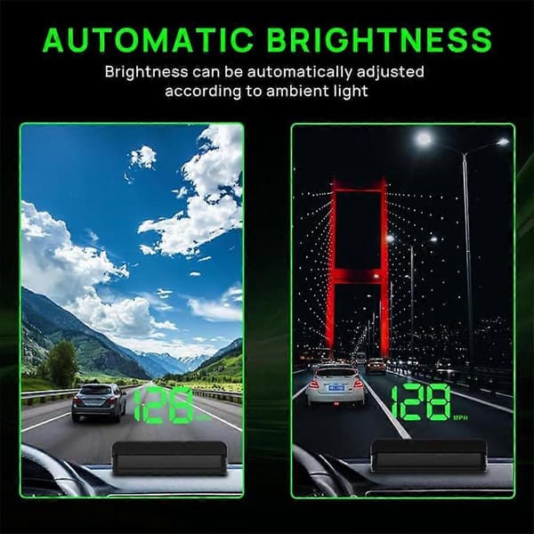 Bil HUD Head Up Display - Digital GPS Hastighedsmåler MPH, Antirefleksbehandlet til alle køretøjer