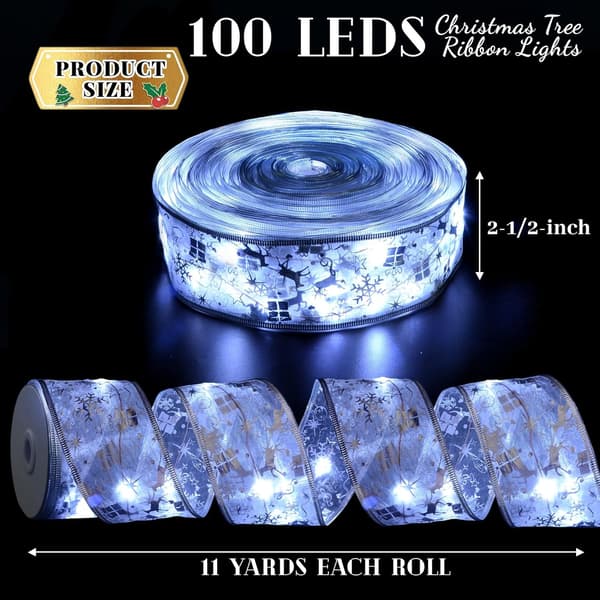 Julepynt, 6,35 cm x 10 meter 100 LED Juletræs bånd L