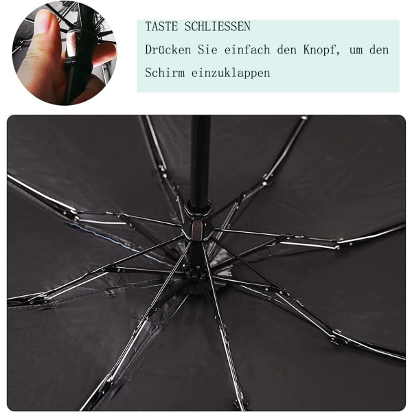 Rejseparaply lomme paraply kompakt paraply vindtæt stærk 8 ribber foldbar mini paraply med kapsel cover parasol med UV beskyttelse regnbue