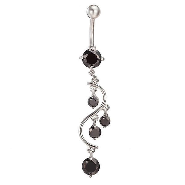 Lang S-formet dusk navlespenne-ring Black
