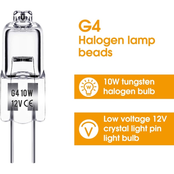 G4 halogenpærer 10W 12V - Varmt hvidt - 20-pak 10W 10W 10W 20pcs