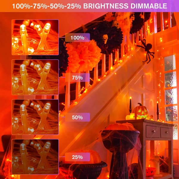 Varmhvite innendørs julelys, 10 meter 100 LED julelys Orange & Purple