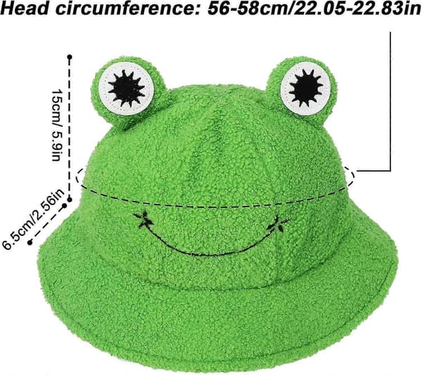 Plys Frø Hat - Grøn Sammenfoldelig Bucket Hat Til Efterår Og Vinter
