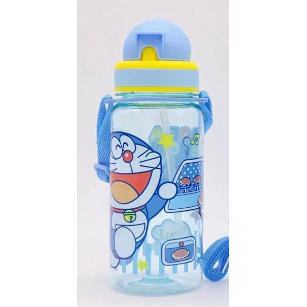 350/500ml Børne Tegnefilm Vandflaske Stråkop Med Skulderrem OneSiz OneSize Doraemon 350ml