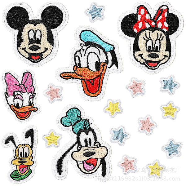 26 st Disney-tema Stryk-på-märken för Kläder, Minnie Mouse Sy-på/Stryk-på Broderade Applikationer för Jeans, Klänning, Hattar, Byxor