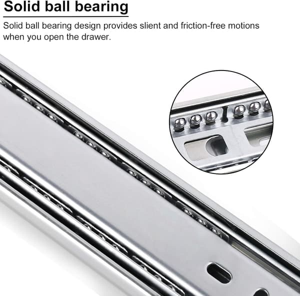 1 Pair Self-Closing Drawer Slides - Ball Bearing Slides 3-Section Full Extension Side Mount Hardware CJY