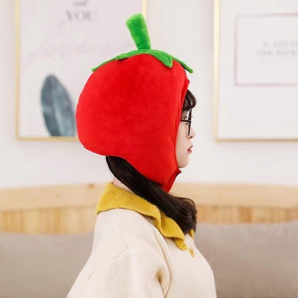 Söt Plushhatt i Tomatform Roliga Fyllda Fruktleksaker Huvudbonad