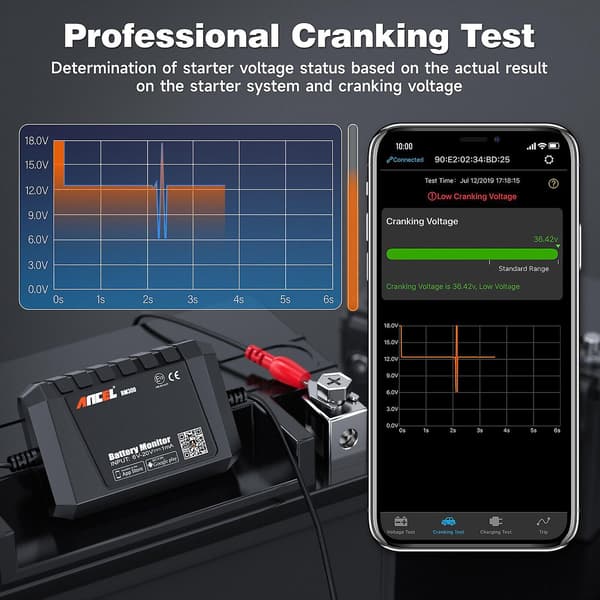 ANCEL BM300 Batteritestare Bluetooth-analysator 12V Bil Elektrisk Krets Starttest SpänningstestCJY