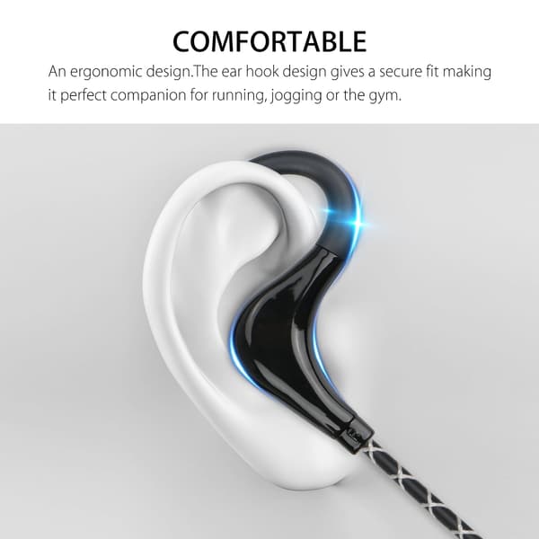 Kablede in-ear hodetelefoner kompatible med sport og løping