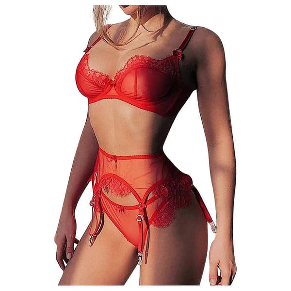 Dameundertøy Blonde Solid Sexy Hollow Out Ett Stykke Undertøy BH+truse L