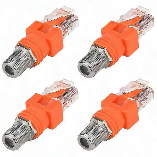 Koaksial til Ethernet-adapter, 4-pakning Koaks RF F hunn til RJ45 hann-omformer for linjetester