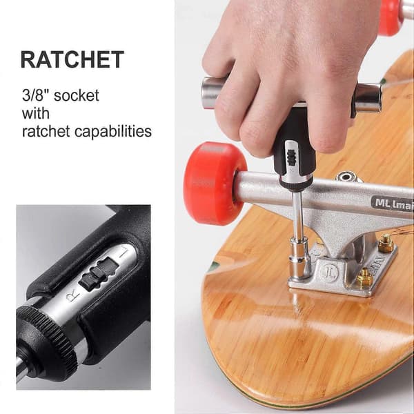 Skate Tool Alt-i-Én Multifunktionel Skateboardværktøj med Skateboard Griptape Viskelædersæt black