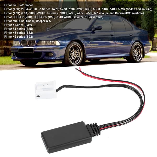 Bluetooth-biladapter kompatibel med E60 E61 E62 med 12-polig AUX-IN-kabel – max.