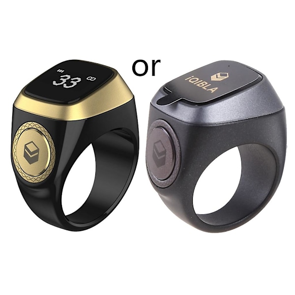 iQibla Zikr 1 Lite Smart Counter Bærbar Ring Digital Tasbeeh Bedepåmindelse Black