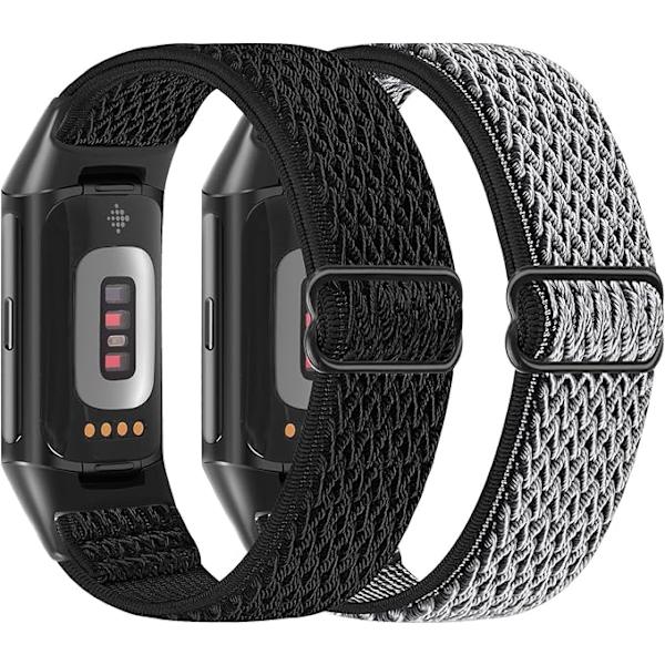 Strækbart nylon armbånd, kompatibelt med Fitbit Charge 6/Fitbit Charge 5 Justerbar åndbar udskiftelig stof nylonrem