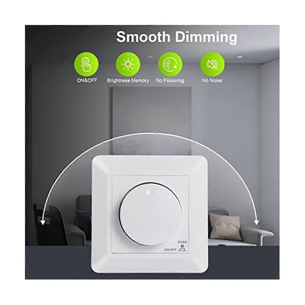 LED Dimmerbryter, innfelt dimmer for dimbar LED og halogen, 5-300 W dimmerbryter LED, Ph White
