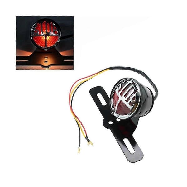 Motorcycle LED Retro Taillight Stop Rear Light License Plate Tail Lamp for Chopper CafeCJY Black