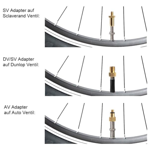 Sykkelventiladapter (kompatibel med luftpumpe) / Sett med 15
