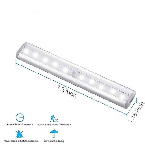 Bevægelsessensor Lysbånd, (10 LED, 3-pak) Trådløs Garderobelampe