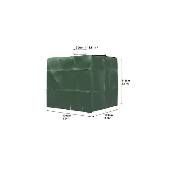Vattentankskydd, IBC-tankskydd för 1000L tank, Vattentankbehållare Skyddande skydd, Dammtätt Anti-UV Anti-Regn, 120x100x116cm (Grön)