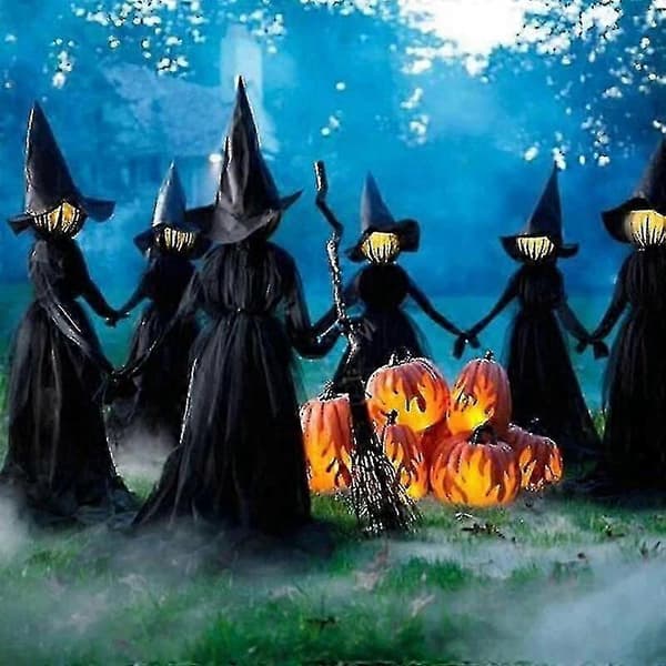 Halloween heksedekoration med lys, lydkontrol og glødeeffekt, CJY